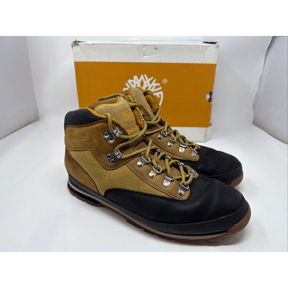 Timberland Euro Hiker Tan Black Nubuck Wheat Black Cap Toe Mid Rise Size:Mens 13 - Picture 1 of 12
